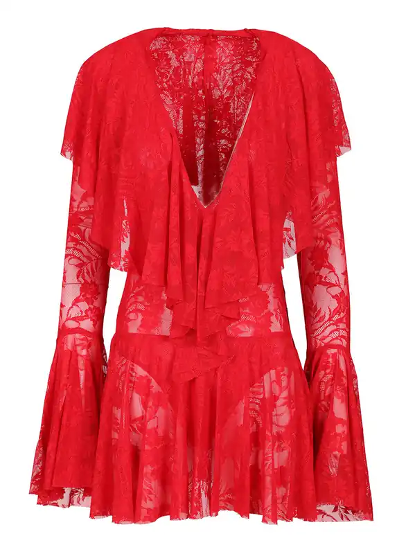Ruffle Mini Dress Dresses Red - Norma Kamali