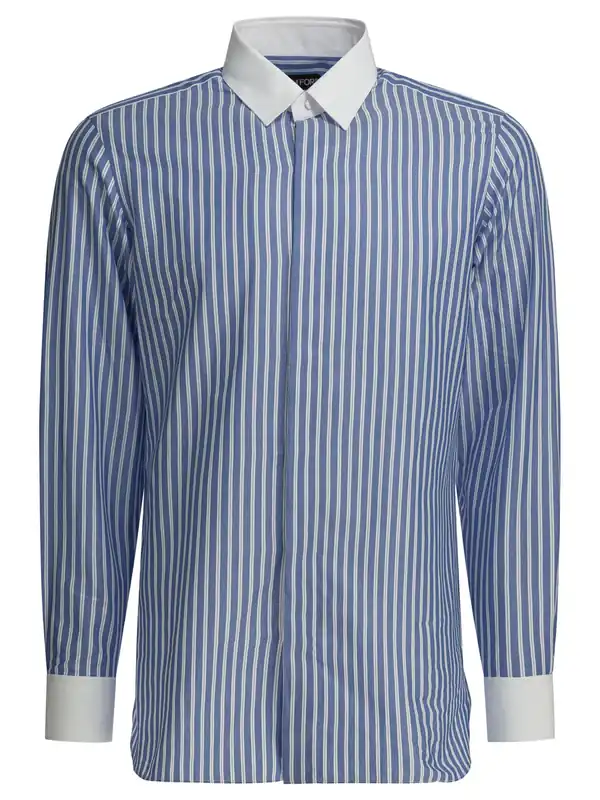 Wide Stripe Shirts Light Blue - Tom Ford