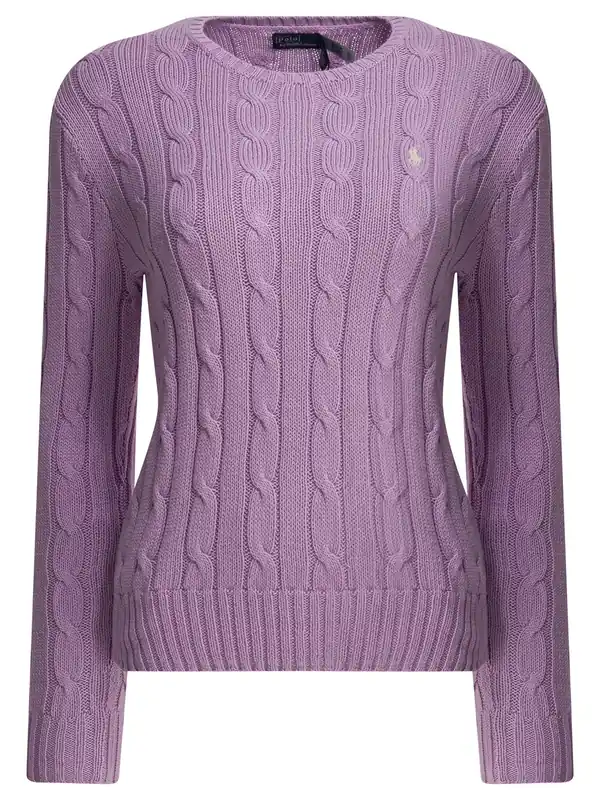 Crew-Neck Sweater With Logo Knitwear Purple
