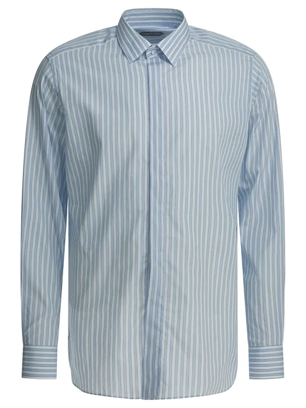 Twill Stripe Shirts Light Blue - Tom Ford