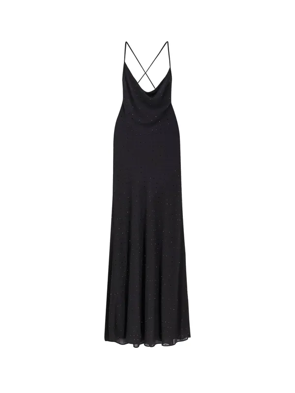 Farro Long Dress With Rhinestones - Pinko