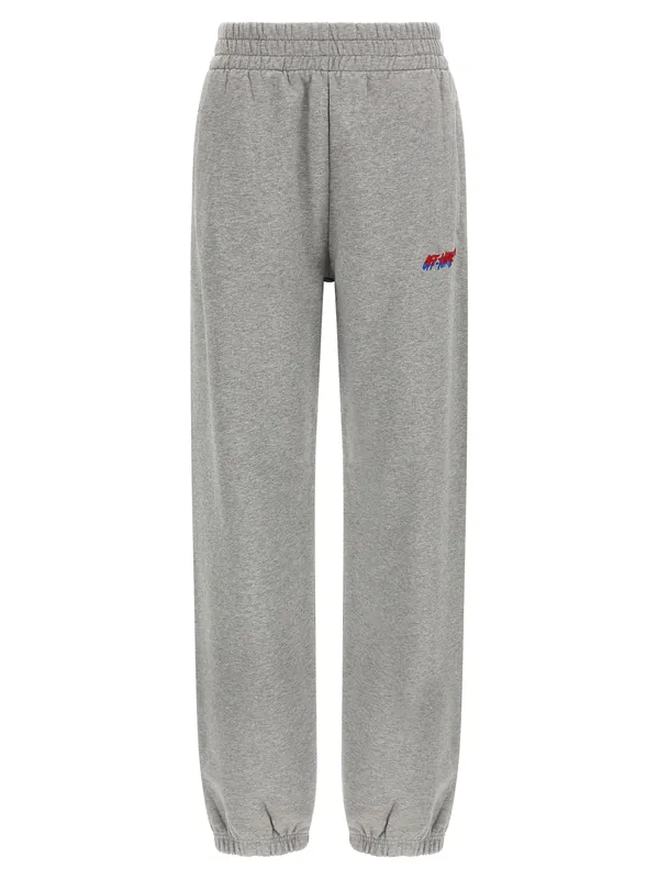 Logo Embroidery Joggers Pants Gray - Off-White