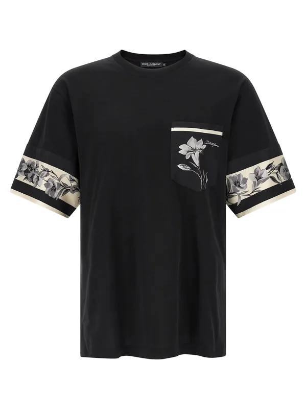 Silk Detail T-Shirt Black
