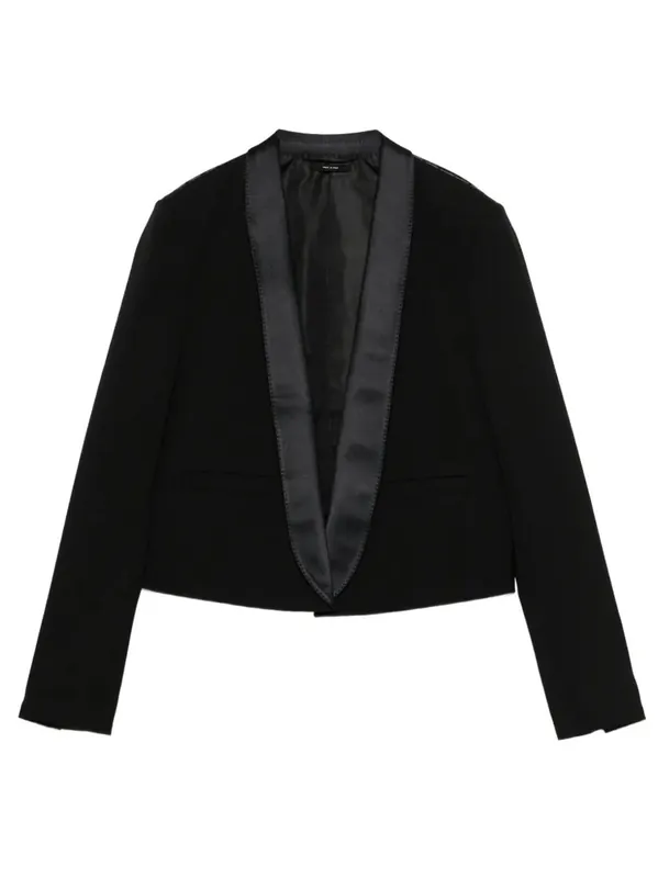 Bi-Color Single Breasted Shawl Lapel Cropped Tuxedo Jacket