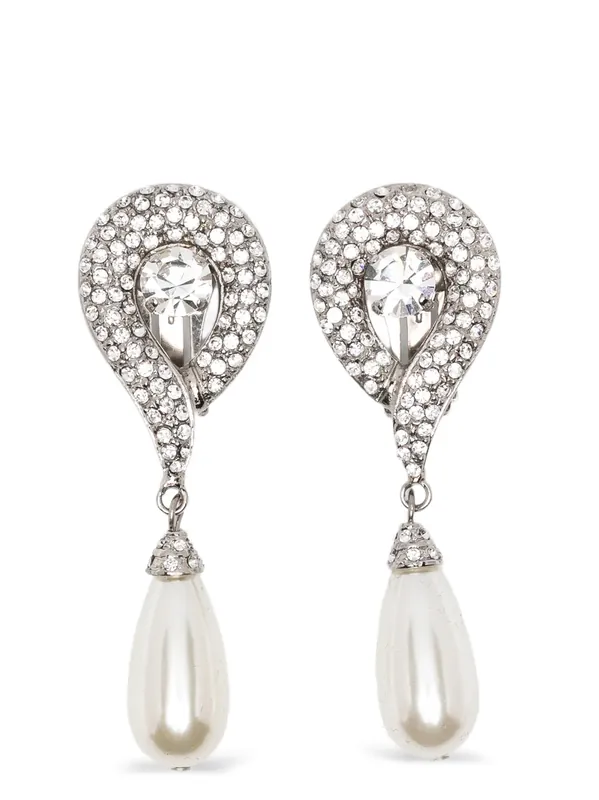Pendant Pearl Earrings Jewelry Silver - Alessandra Rich