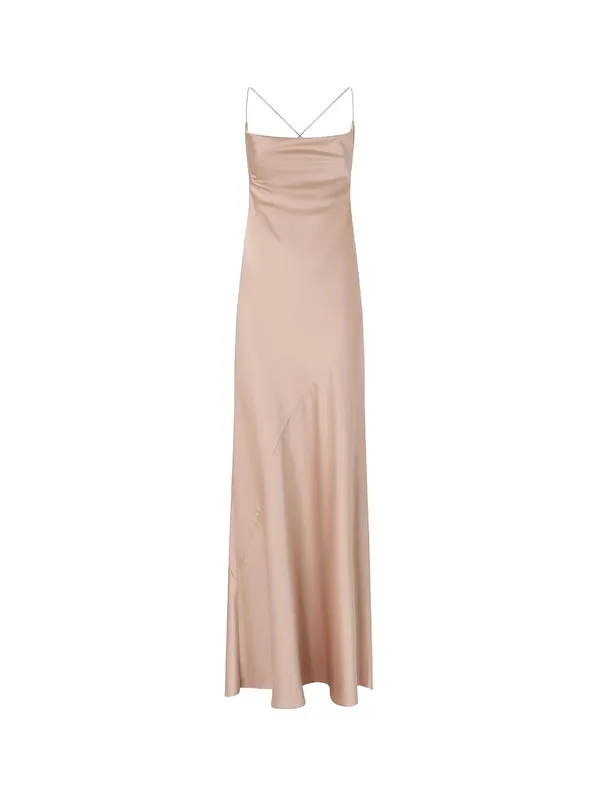 Farro Satin Long Dress - Pinko