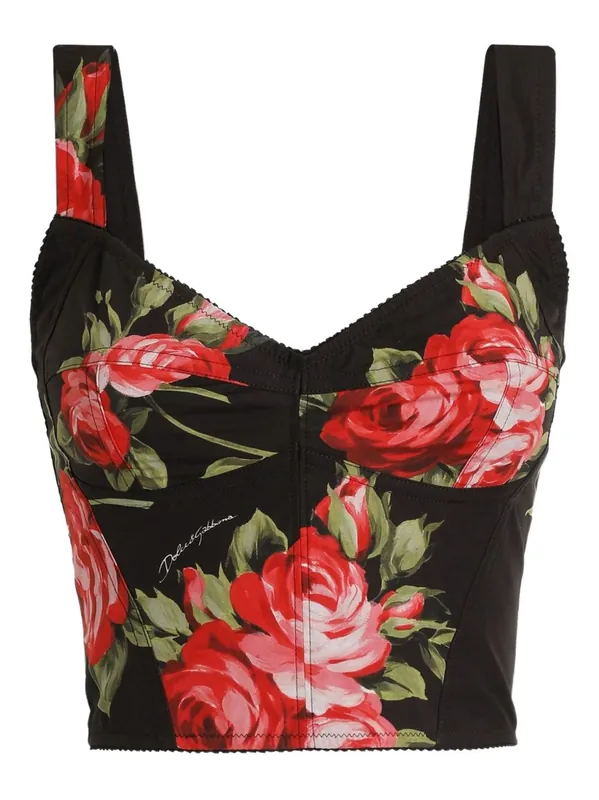 Roses Bouquet Print Bustier Top - Dolce & Gabbana