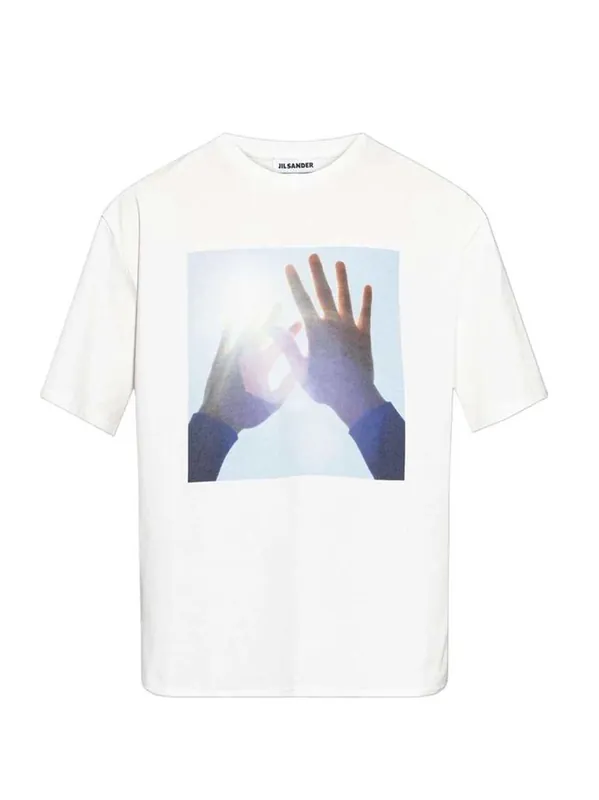 Men`S T-Shirt With Jil Sander Hands Print