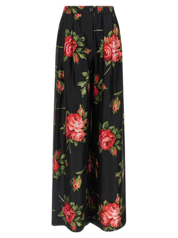 Bouquet Rose Pants Black - Dolce & Gabbana