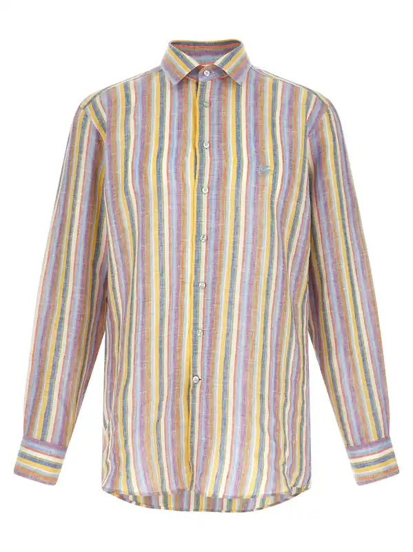 Striped Linen Shirt Shirt And Blouse Multicolor - Etro