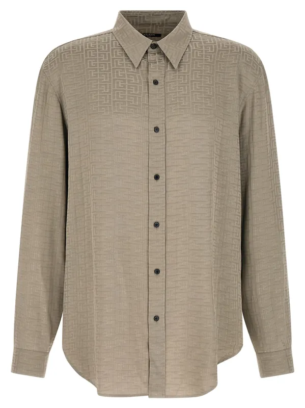 Jacquard Monogram Shirt Shirt And Blouse Gray - Balmain