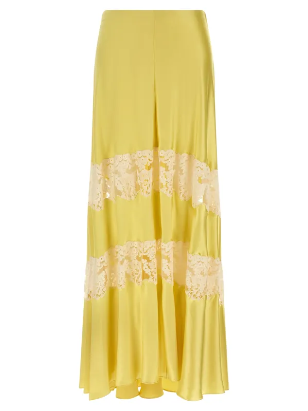 Lace Insert Skirt Skirts Yellow - Alberta Ferretti