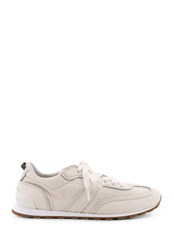 Leather Sneakers With Monili On The Back - Brunello Cucinelli