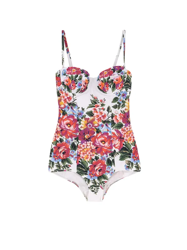 One-Piece Swimsuit With Floral Print