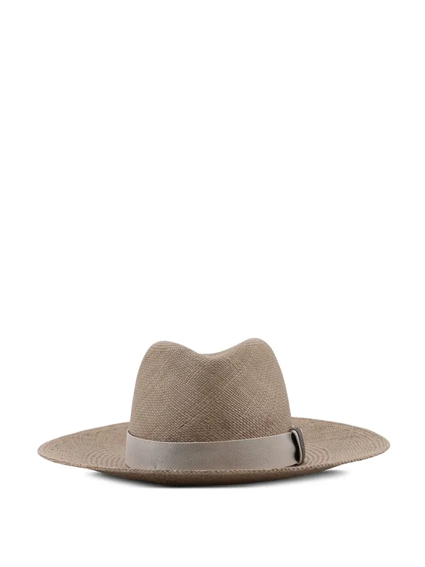 Raffia Fedora Hat With Monili Detail - Brunello Cucinelli