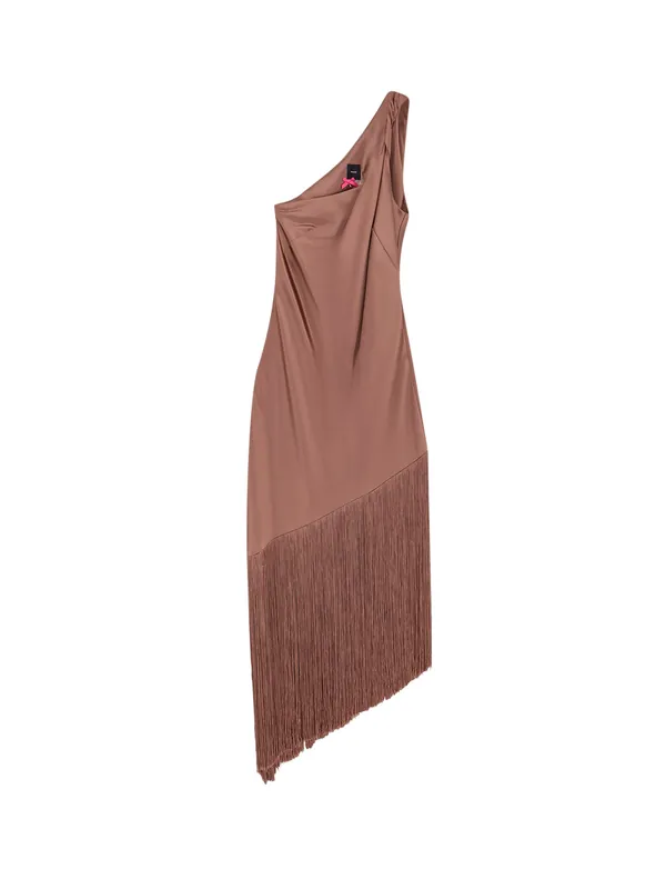 Kiwi Satin Dress With Fringe - Pinko