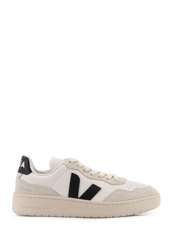 V-90 Leather Sneakers With Logo On The Side