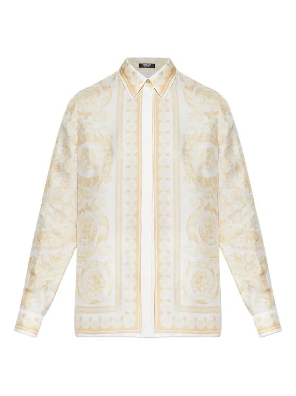 Barocco Print Silk Shirt - Versace