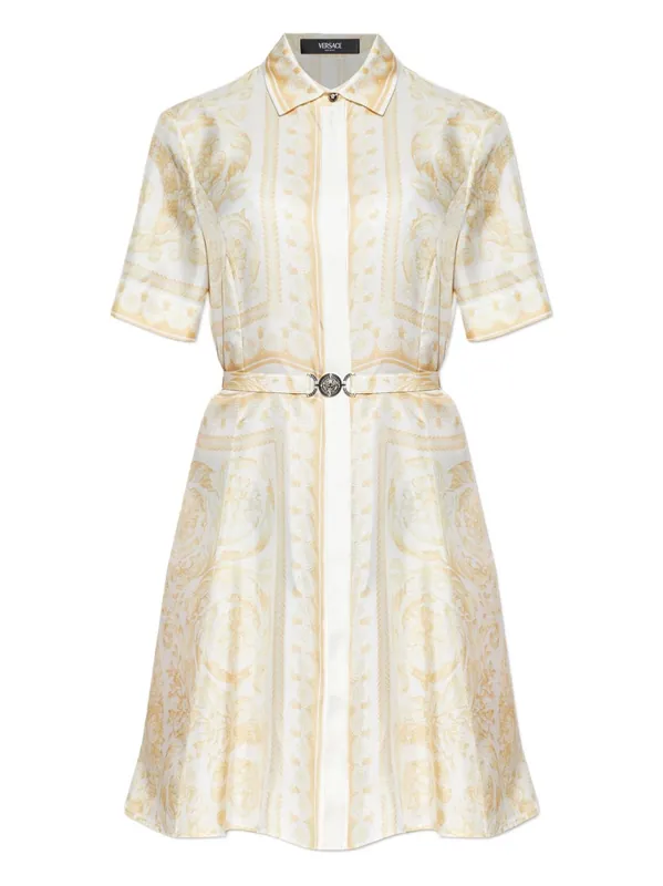 Barocco Print Silk Shirtdress - Versace