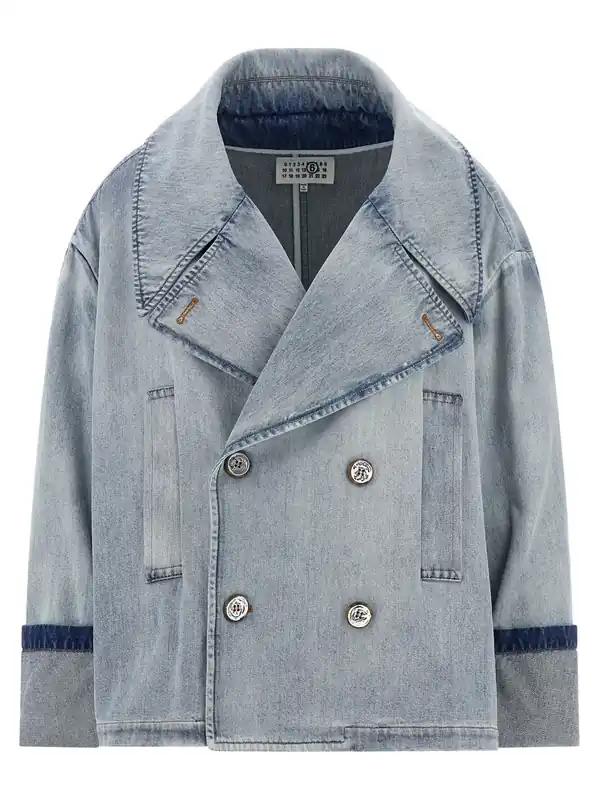 Double-Breasted Jacket Puffer Jackets Light Blue
