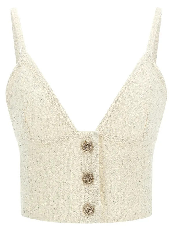 Sequin Top Tops White - Alessandra Rich