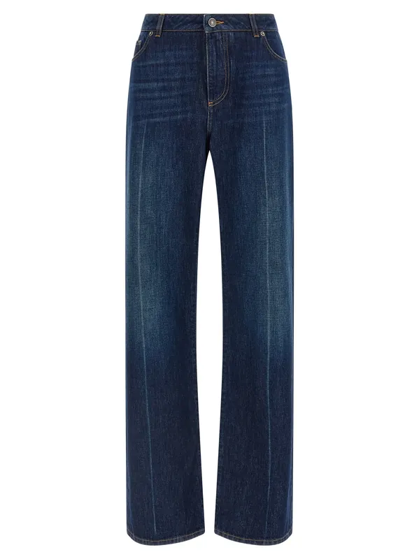 Stretched Pleated Trompe L'Oeil Jeans Blue - Dolce & Gabbana