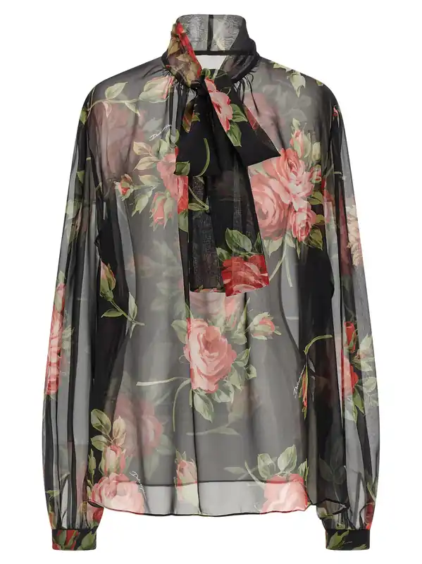 Bouquet Rose Tops Black - Dolce & Gabbana