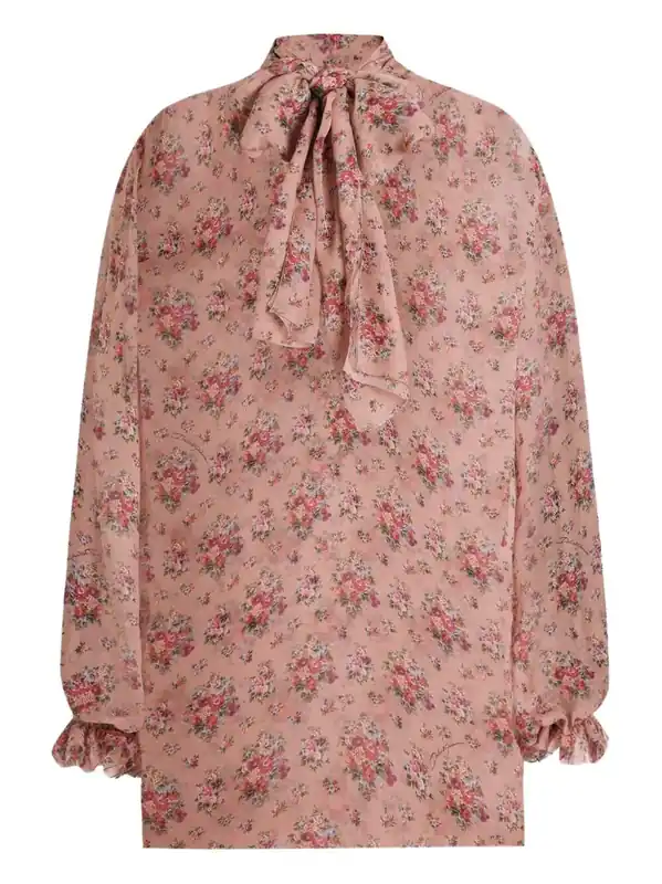 Small Flower Bouquets-Print Chiffon Top