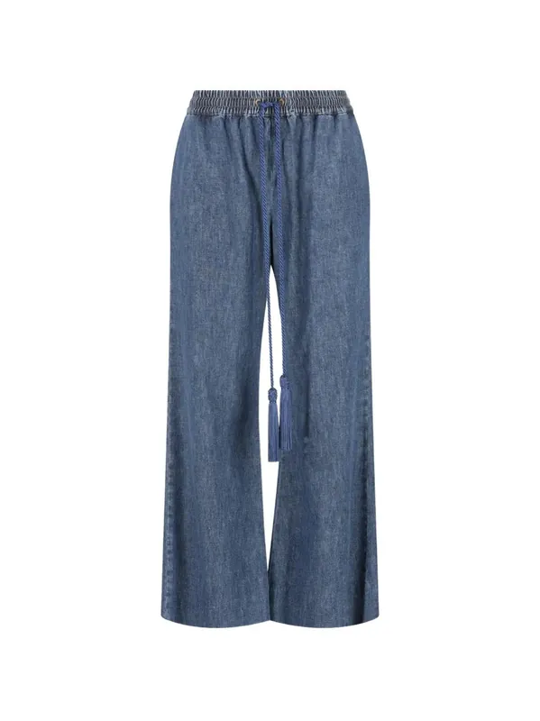 Tassel-Detail Wide-Leg Jeans