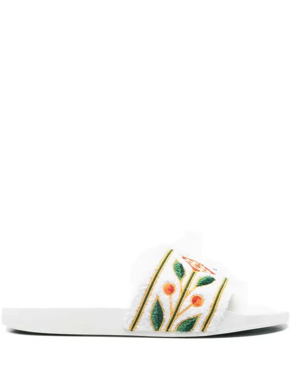 Embroidered Slide Sandals - Casablanca