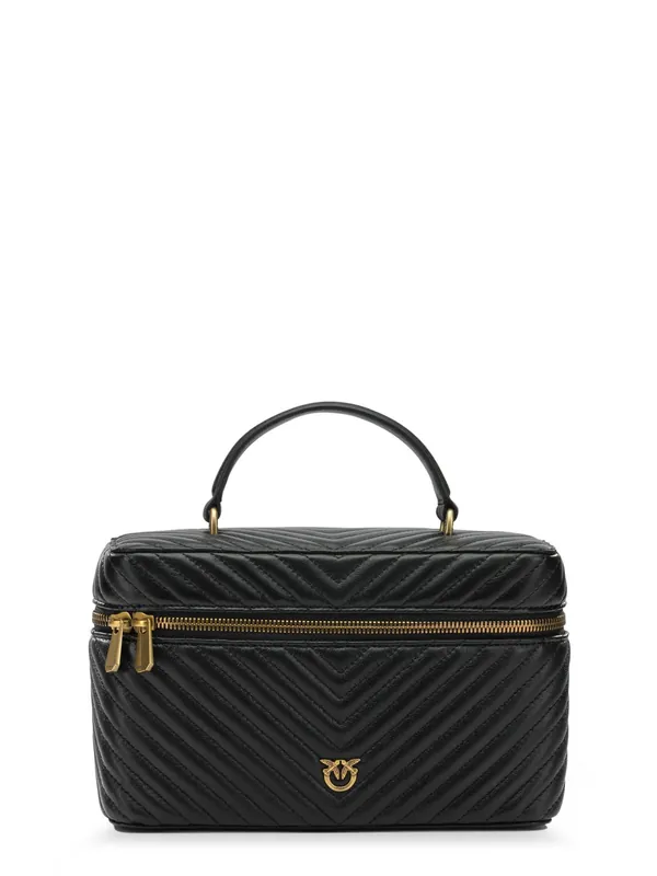 Leather Beauty Case With Metal Love Birds Logo - Pinko