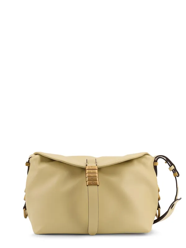Leather Shoulder Bag With Logo Metal Detail - Pinko