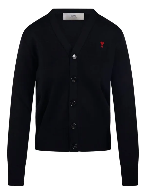 Ami De Coeur Wool Cardigan - Ami Paris