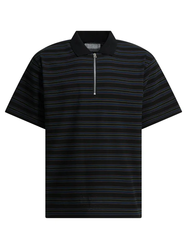 Striped Buttonless Polo Shirt Polo Shirts Black - Sacai