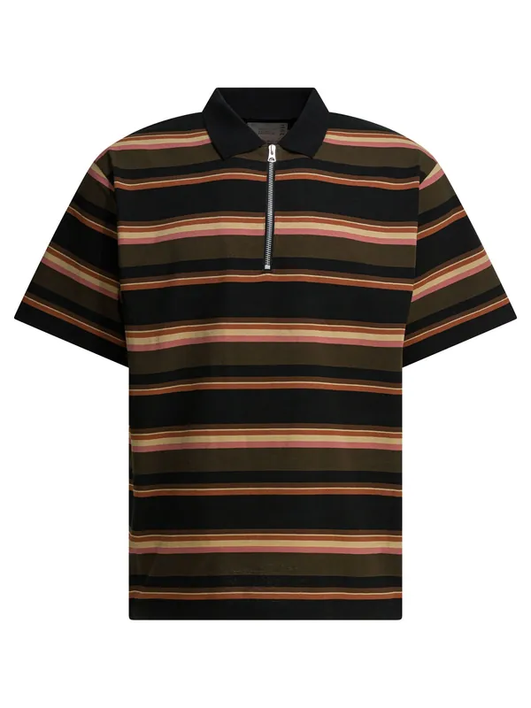 Striped Buttonless Polo Shirt Polo Shirts Blue - Sacai