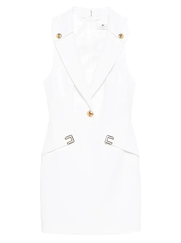 Double Stretch Crepe Mini Dress With Logo Details - Elisabetta Franchi