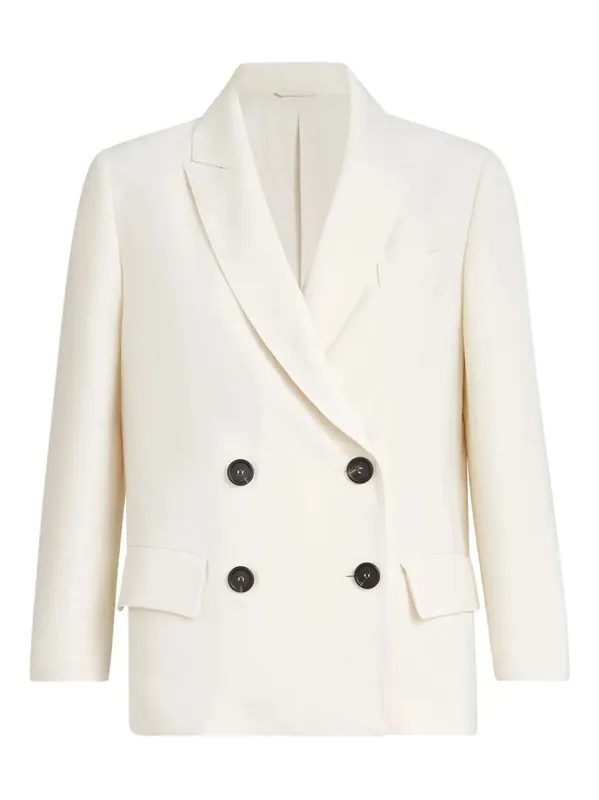 Fluid Viscose And Linen Twill Jacket With Monile - Brunello Cucinelli