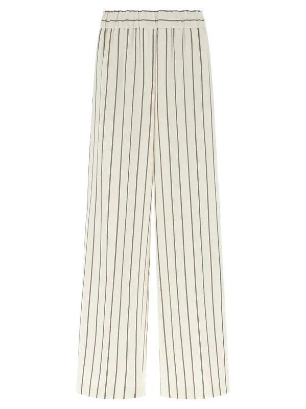 Pinstriped Twill Pants White - Peserico