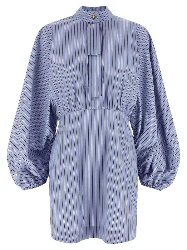 Drawstring Stripe Mini Dresses Light Blue - Zimmermann