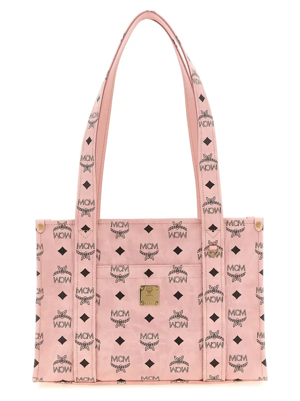 Aren School Tote Shoulder Bags Pink - MCM