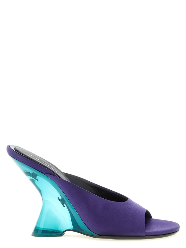 Satin Mules Wedges Purple - Dries Van Noten