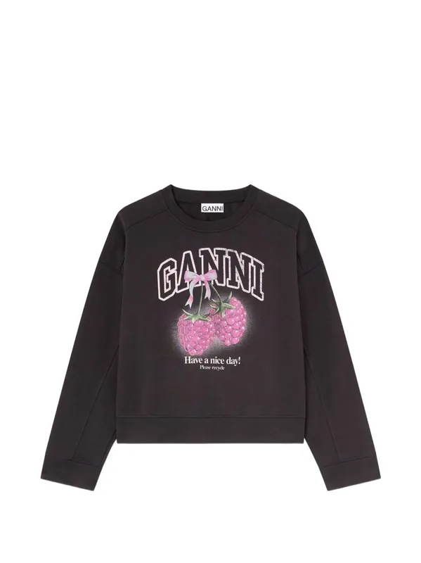 Raspberry Cotton Sweatshirt - Ganni