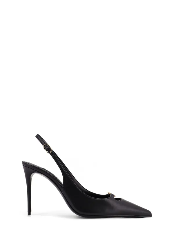 Leather Pump With Metal Dg Logo - Dolce & Gabbana