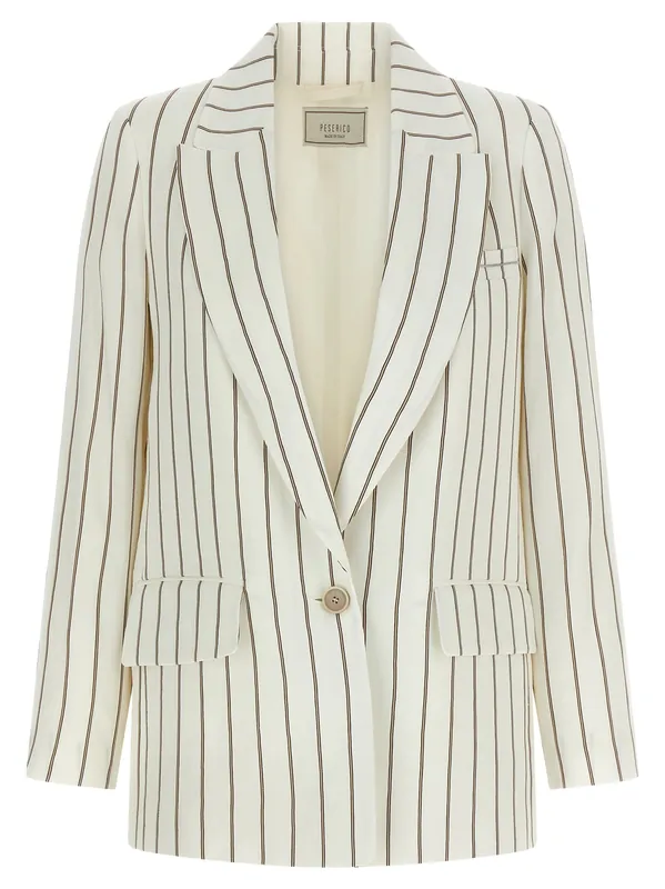 Pinstripe Twill Blazer Blazers White - Peserico