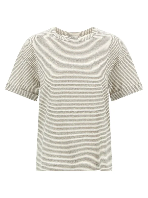 Lamé Stripes T-Shirt Beige