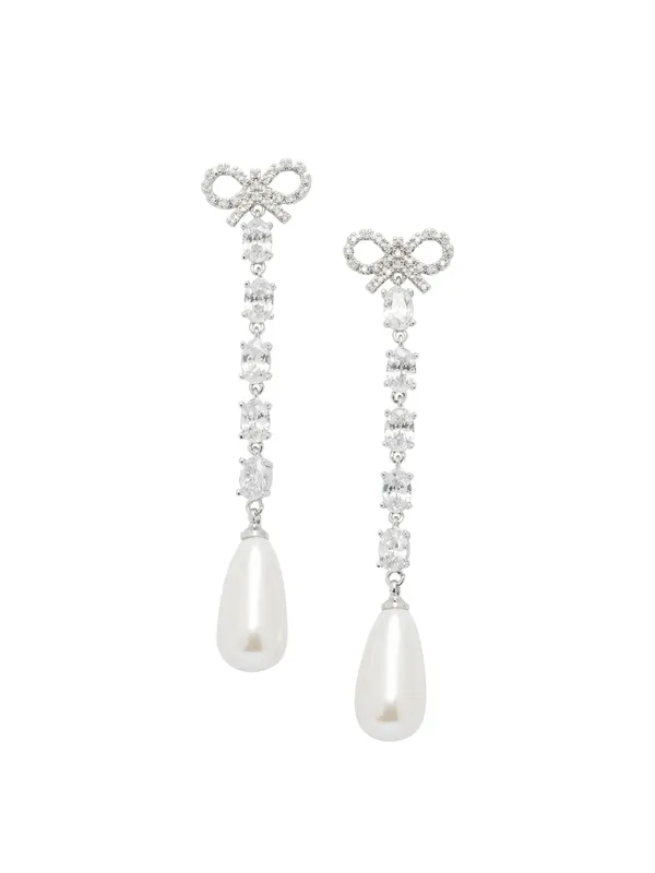 Bow And Pearl Earrings Jewels Silver - Self-Portrait