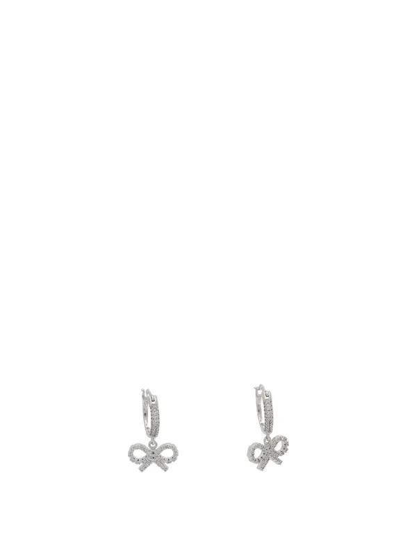 Hoop Earrings With Bow Jewels Silver - Self-Portrait