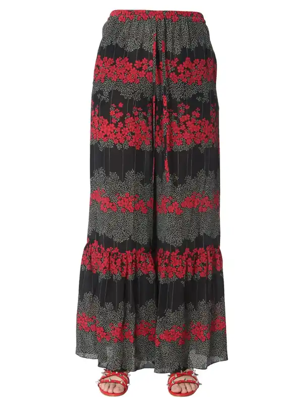 Dreaming Peony Print Trousers - Red Valentino