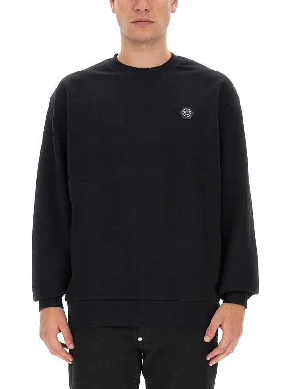 Sweatshirt With Rhinestone Logo - Philipp Plein