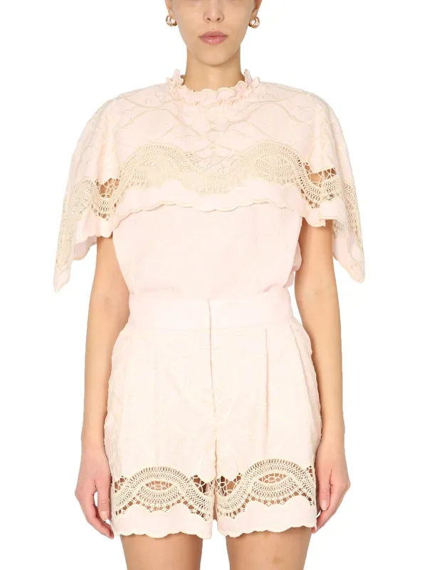 Embroidered Cape Top - Alberta Ferretti